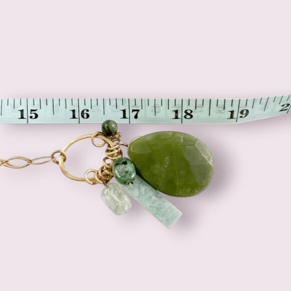 Stella & Dot Green Stones Pendant Charm Necklace - Picture 5 of 8